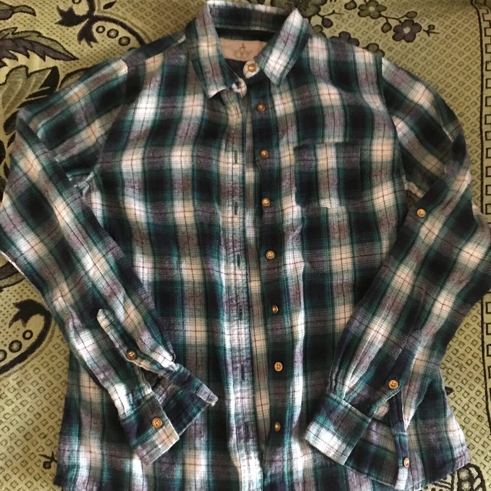 Atmosphere Women’s Casual Multicolor Plaid Long Sleeve Button- down